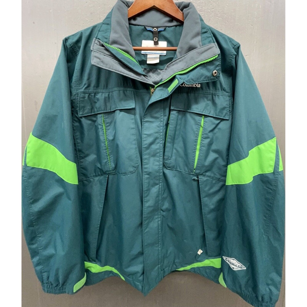 Columbia Jacket Men M Green Interchange Omni Tech Waterproof Ski Snowboard Coat